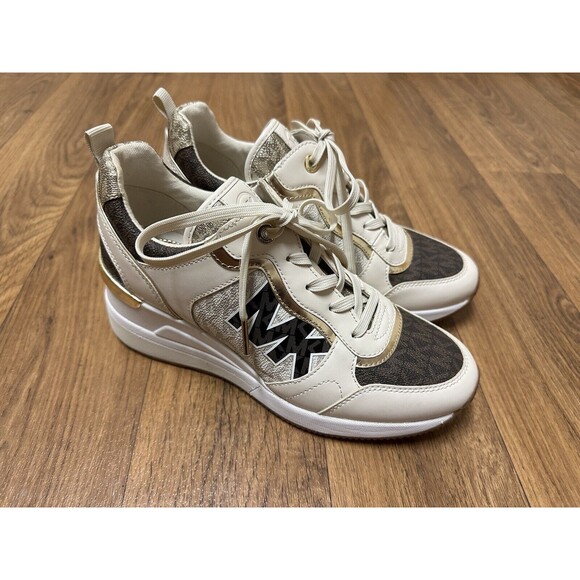 Michael Kors Women's Georgie Trainer Sneakers - White Multi 7 New -READ- - Picture 1 of 12